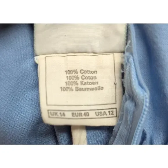 Vintage Laura Ashley Blue Cotton Puff Sleeve Dress Britain Size UK 14 / US 12 - Picture 6 of 6